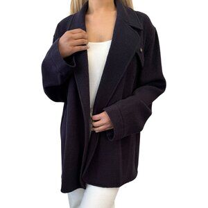 CHANEL Vintage 95A CC Logo Open Front Jacket  #36 Wool Dark Blue Gold [105396]